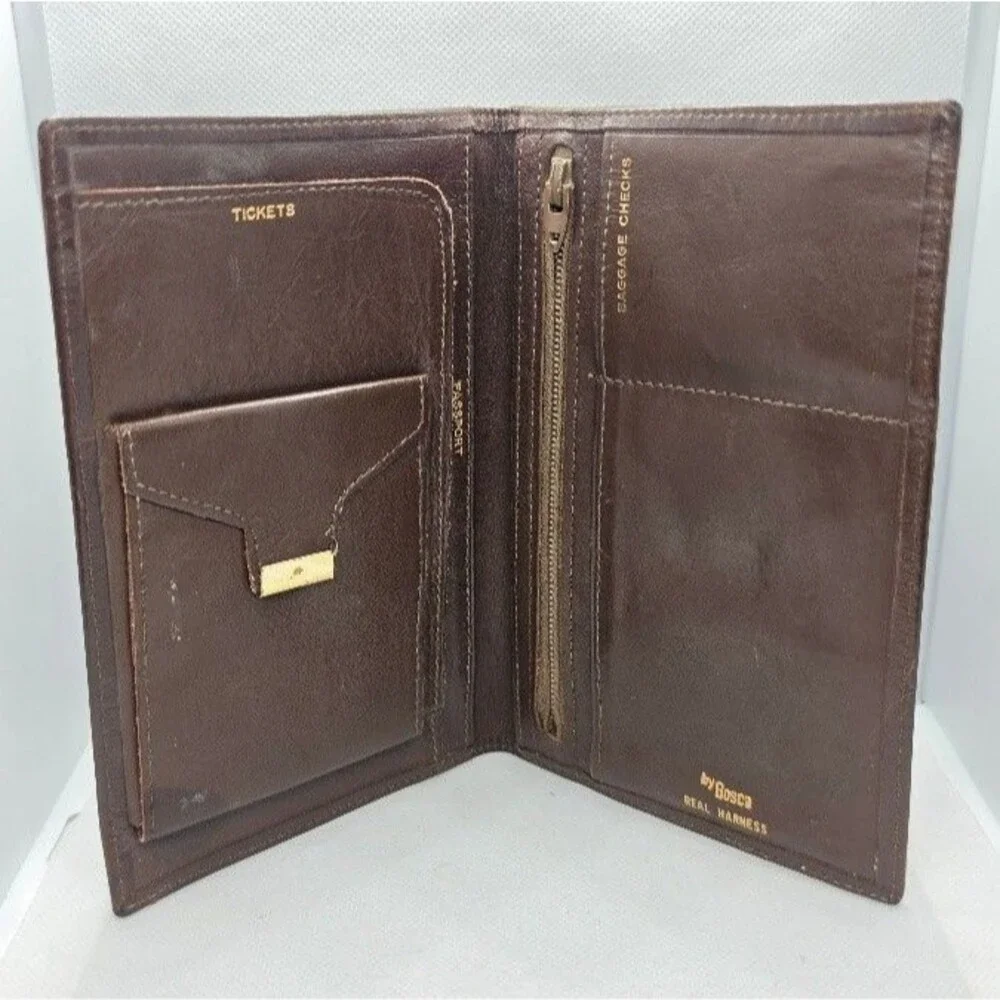 Bosca Slim Bifold Brown Leather Travel Wallet